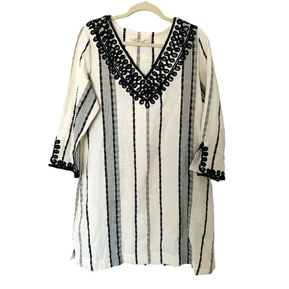 Soft Surroundings Coco de Mer V-Neck Boho Dress Sequin-Embellished Long Sleeve L - Picture 2 of 12